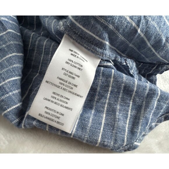 Joie Womens Blue & White Striped Cotton Long Sleeve Popover Top Blouse Medium - Picture 4 of 7